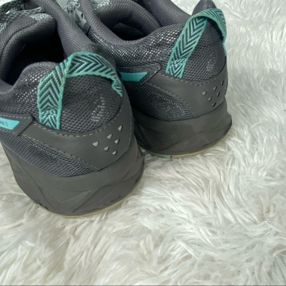 Asics gray aqua blue lace up tennis shoe running shoe womens size 7 - Picture 3 of 7